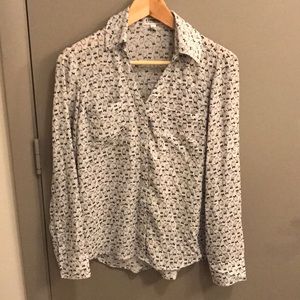 Express Owl Print Portofino Blouse